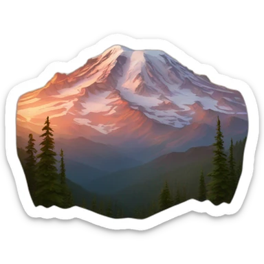 Mount rainier at sunset sticker