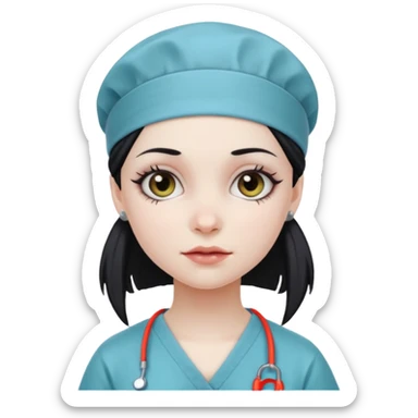 Hot goth girl wearing scrub cap sticker