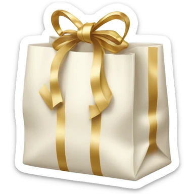 Ivory Gift bag tied with gold bow  sticker