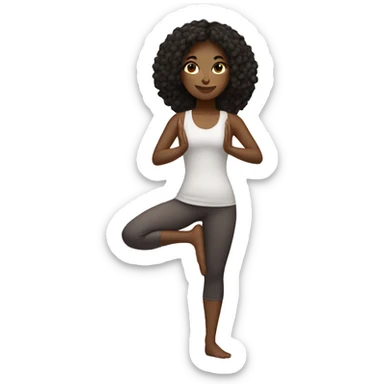 Black haired olive toned skinned girl in a yoga pose sticker