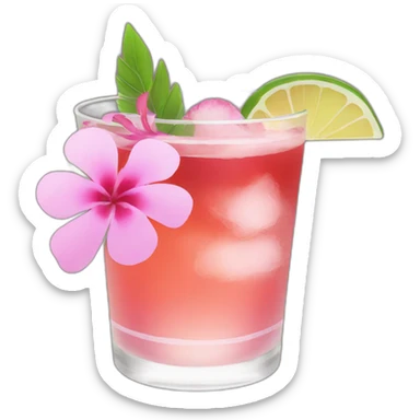Cocktail with pink flowers sticker