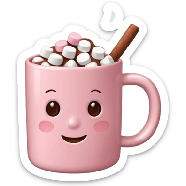 light pink mug with hot chocolate and marshmallows no face sticker