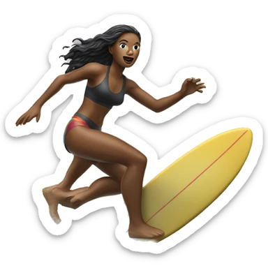 Surfer girl chasing sticker