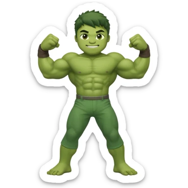 kid hulk flexing arms full body long pants and smiling sticker