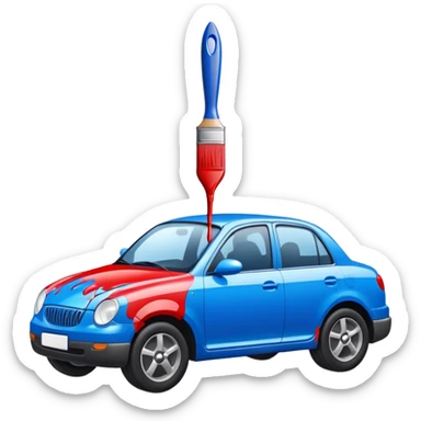 car with a paintbrush or paint drop sticker