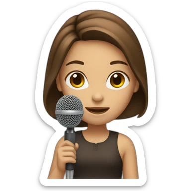 girl with microphone and brown hair sticker