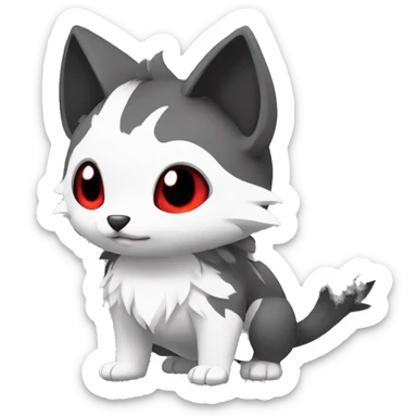 Cute cool black red white grey animal hybrid Fakemon full body sticker