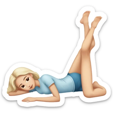 lady laying down w knees bent full body  sticker