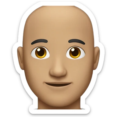A bald man with brown eyes and black byerd sticker