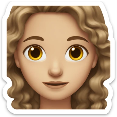 white girl with wavy brown hair and brown eyes sticker