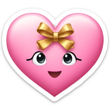 cute pink heart with gold bow sticker