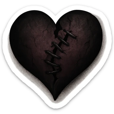 emo object, broken heart with stitches sticker