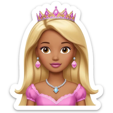 Brown skin blonde hair barbie princess  sticker