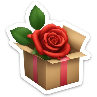 Red rose in valentine package  sticker