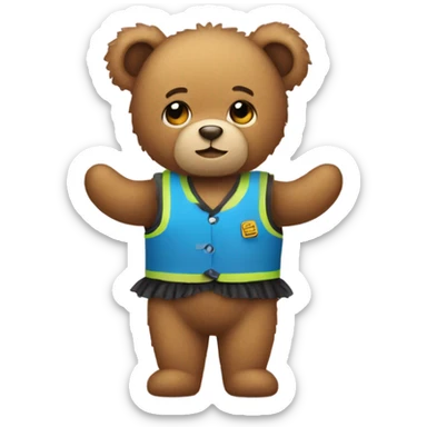 teddy bear wearing a tutu and construction vest  sticker