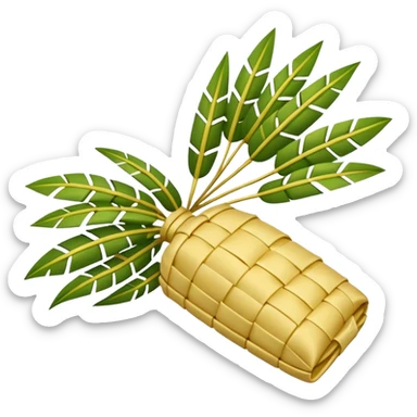 ketupat, traditional Indonesian rice cake wrapped in woven palm leaves sticker