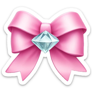 Pink bow with diamond in center sticker