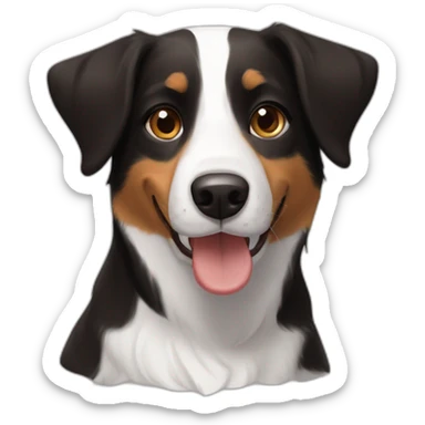 Short haired Border Collie beagle mix black brown, happy and cute  sticker