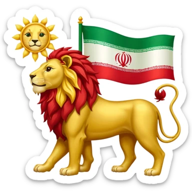 Iran lion and sun flag sticker