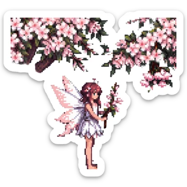 fairy and cherry blossom tree sticker