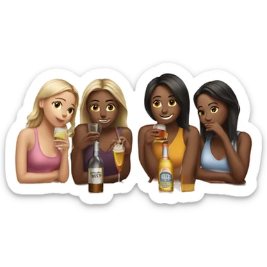 Four girlfriends are drinking alcohol sticker