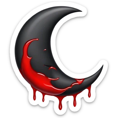 Black crescent moon with blood dripping from it  sticker