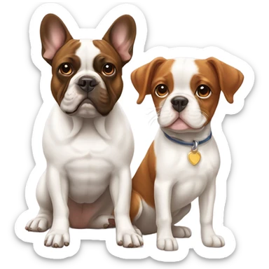 French bulldog and Brittany spaniel sitting side by side  sticker