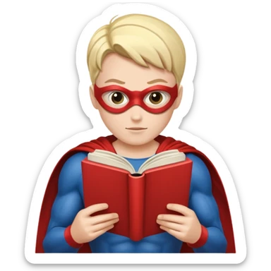 read book with Super heros sticker