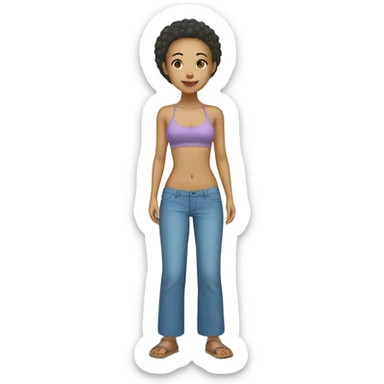 full body tall slim blasian girl beach no hair sticker