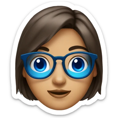 Filles brune avec des yeux bleus et des lunettes  sticker
