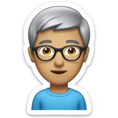 person with blue bob haircut and glasses sticker