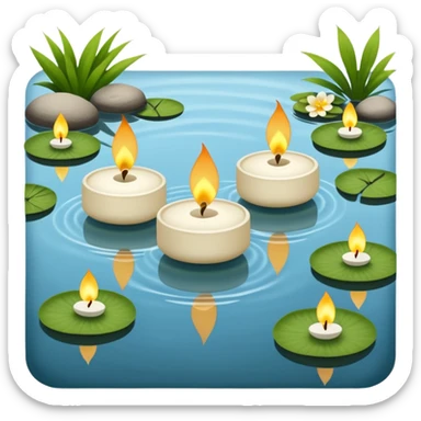 Small tea Candles floating on a pond zen Japanese garden  sticker