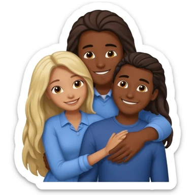 dark skin girlfriend hugs mixed boyfriend with long hair  sticker
