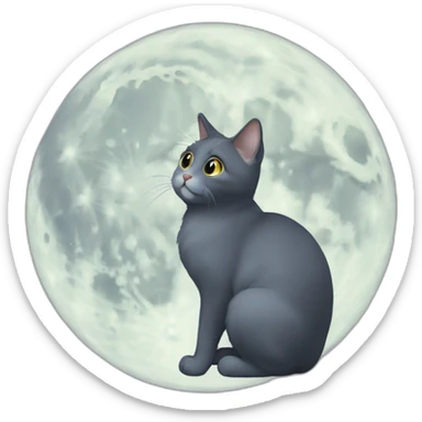 a lop-eared cat looks at the moon sticker