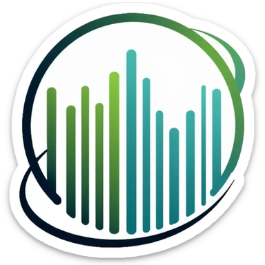 Clean minimalistic logo on 3:2 ratio canvas with circular motif. Inside circle: barcode transitioning into globe. Soft gradients of green and blue suggesting sustainability and trust. Sleek, professional, contemporary style focused on simplicity. sticker