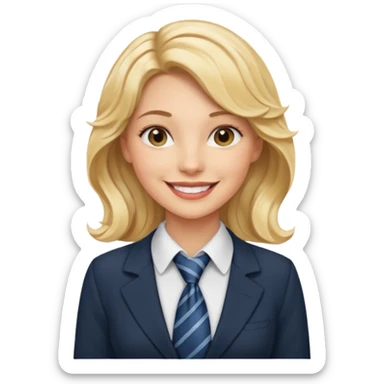 white collar woman with tie, wavy blonde hair sticker