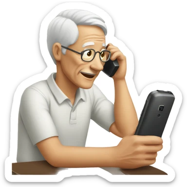 elderly man on phone sticker