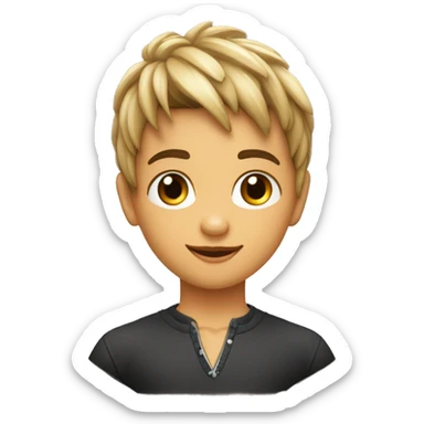 niño de piel morena con nariz grande y flequillo sticker