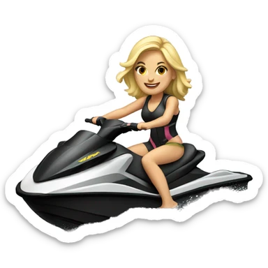 Blonde girl riding jet ski sticker