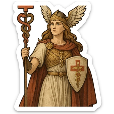 A Valkyrie holding a healing staff, blending Norse mythology with medical symbolism sticker