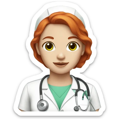 Nurse, red hair, green eyes white skin sticker