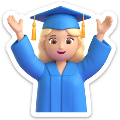 person celebrating graduation emoji, 3D Microsoft Fluent style sticker