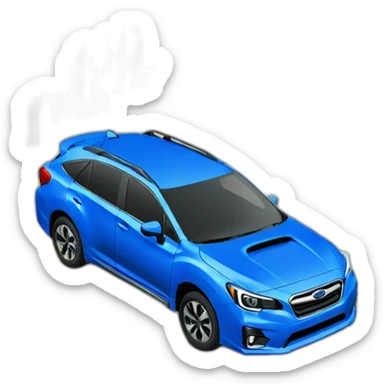 a blue subaru surrounded by trees sticker