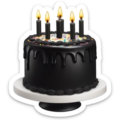 Birthday Cake with black frosting and black candles sticker