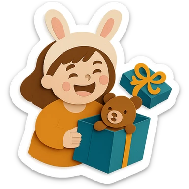 Edit the ribbon on the gift box cover to a more decorative design, while all other design elements remain unchanged sticker