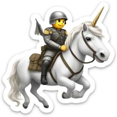 Soldier riding a unicorn sticker