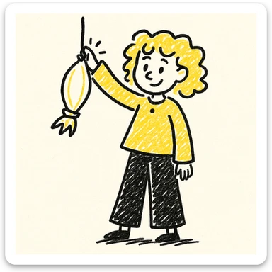 Change the hair to wavy blonde in a doodle style illustration. The style should resemble hand drawn doodles with a playful and sketchy look. sticker