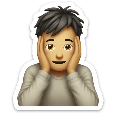 stressed with a fake smila sticker