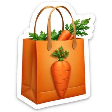 paper shopping bag with carrot inside bag. Transparent background sticker