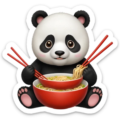 panda eating Chinese noodles sticker